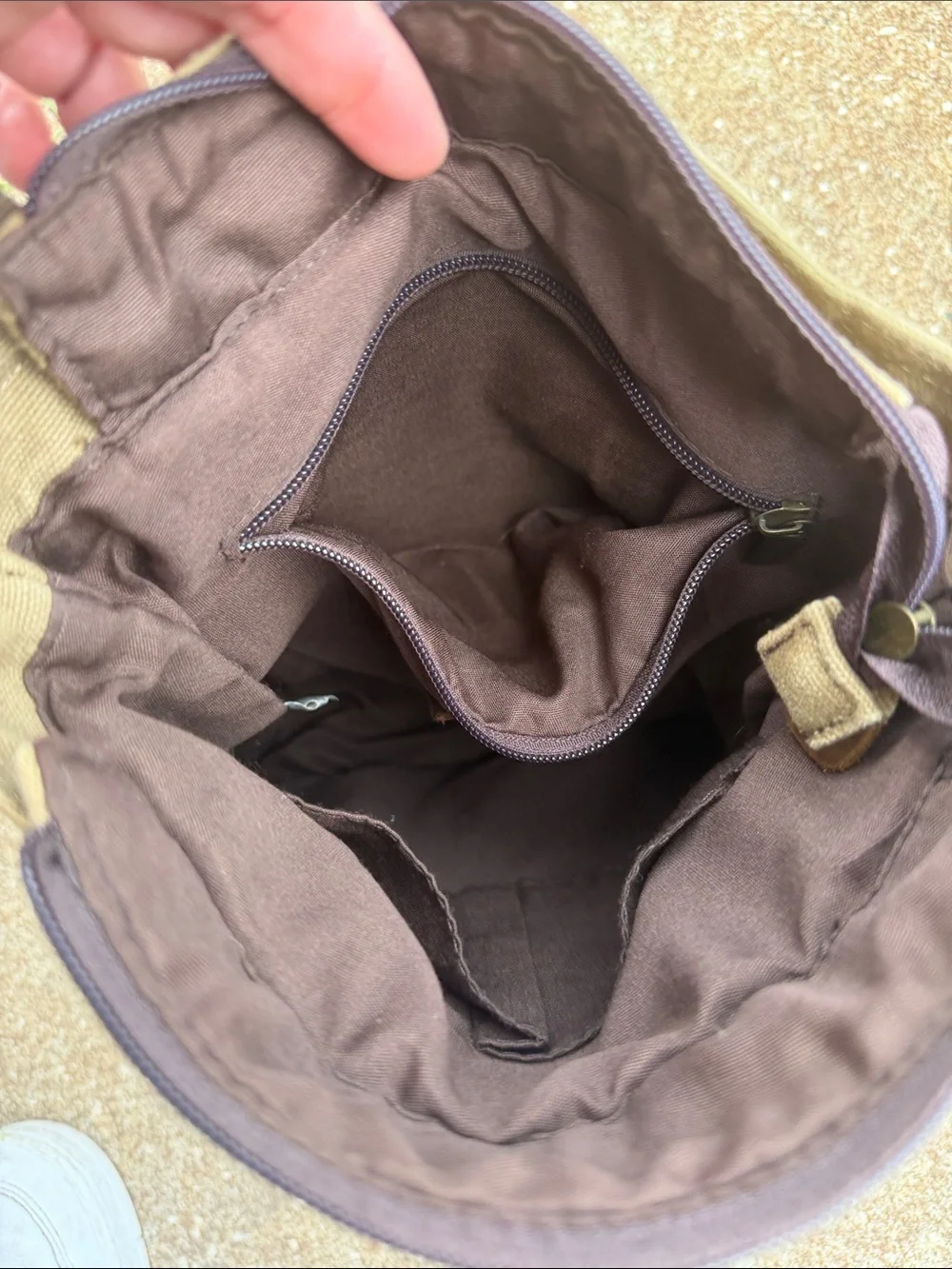 CHALA Canvas Crossbody Messenger Bag in Olive and Brown